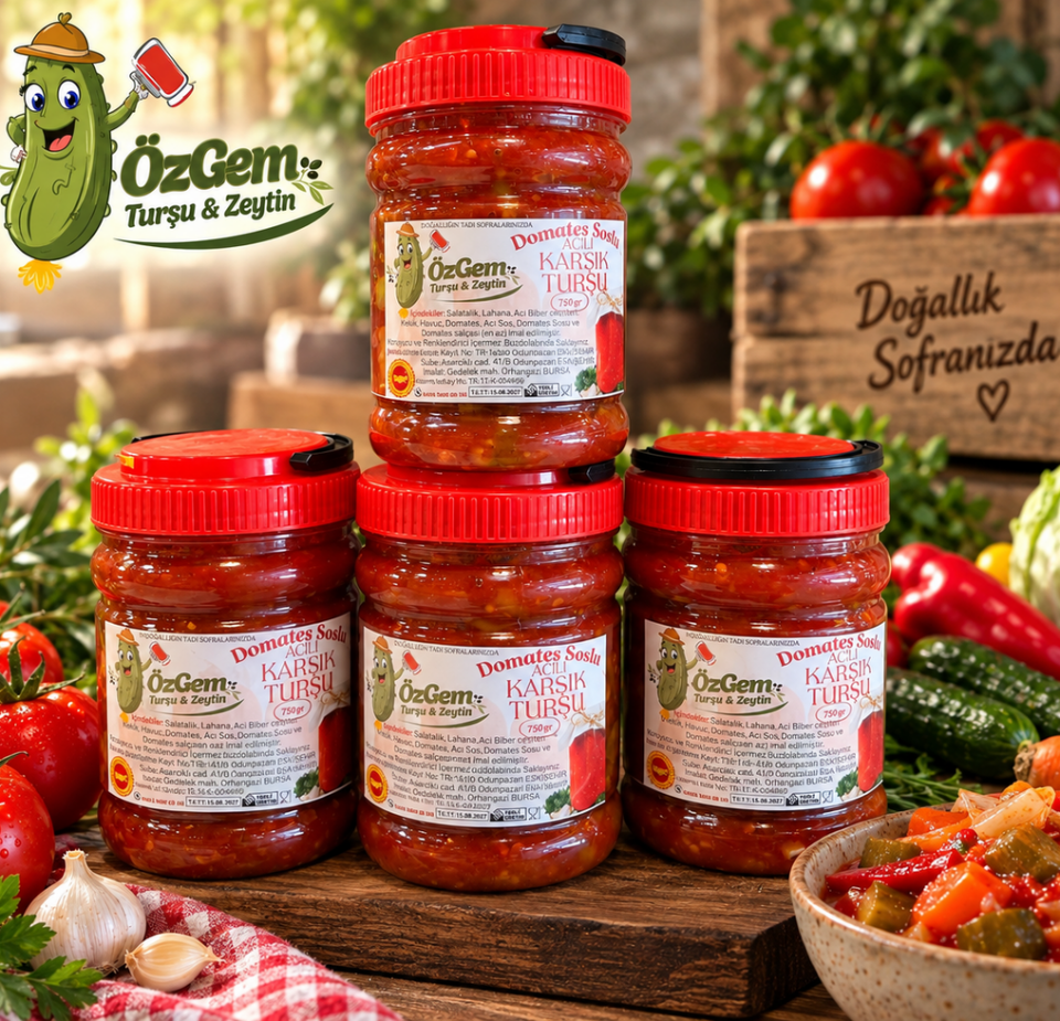 Acılı Domates Soslu Karışık Turşu 750gr.